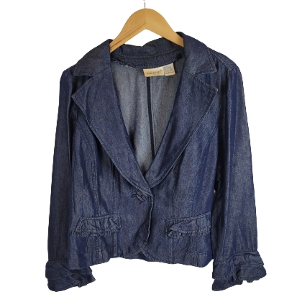 Jeanology vintage  Peplum blue Jean collared jacket